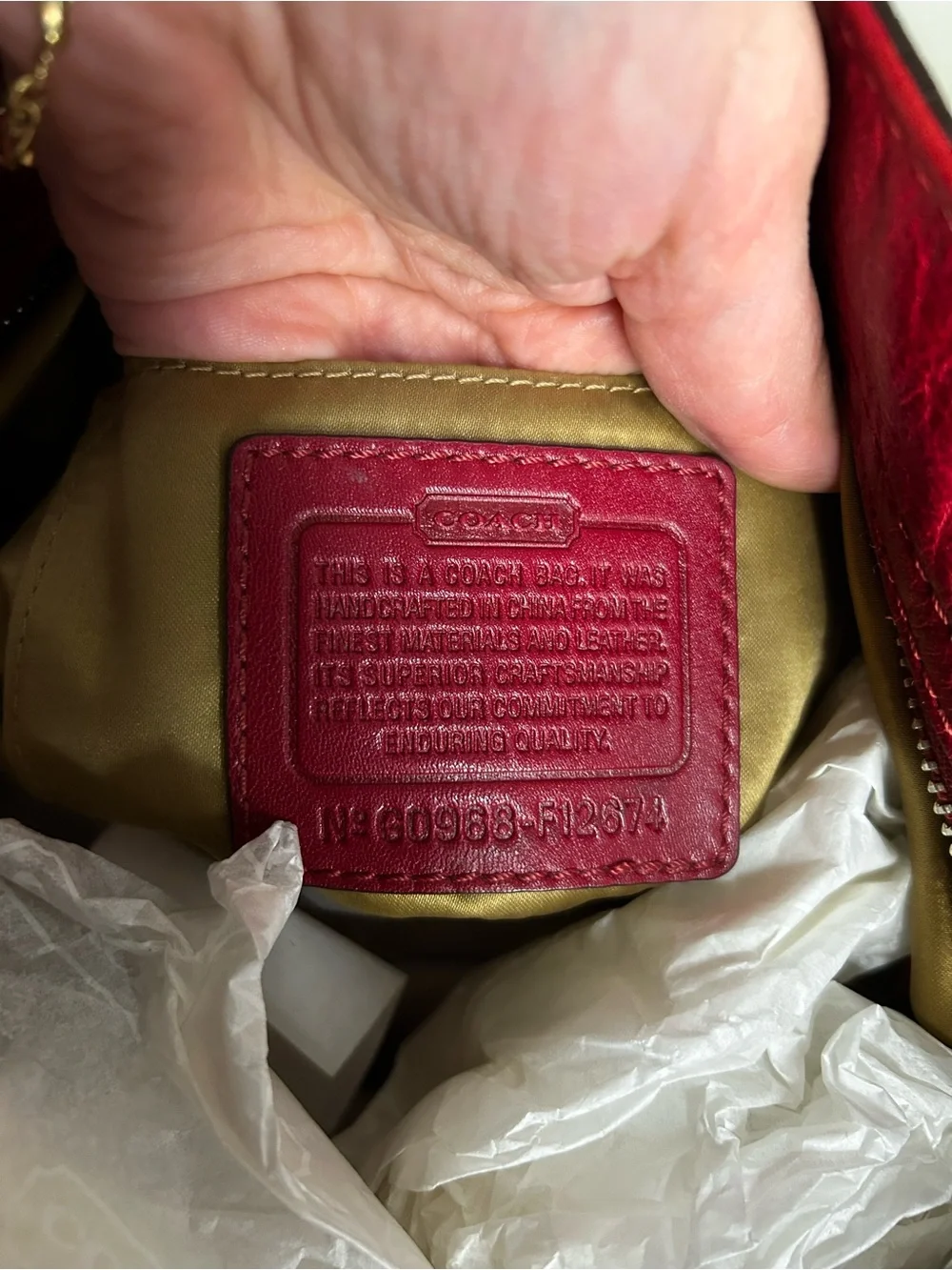 Coach Zoe Signature C Hobo Shoulder Bag  Khaki Jacquard Red Leather Trim
